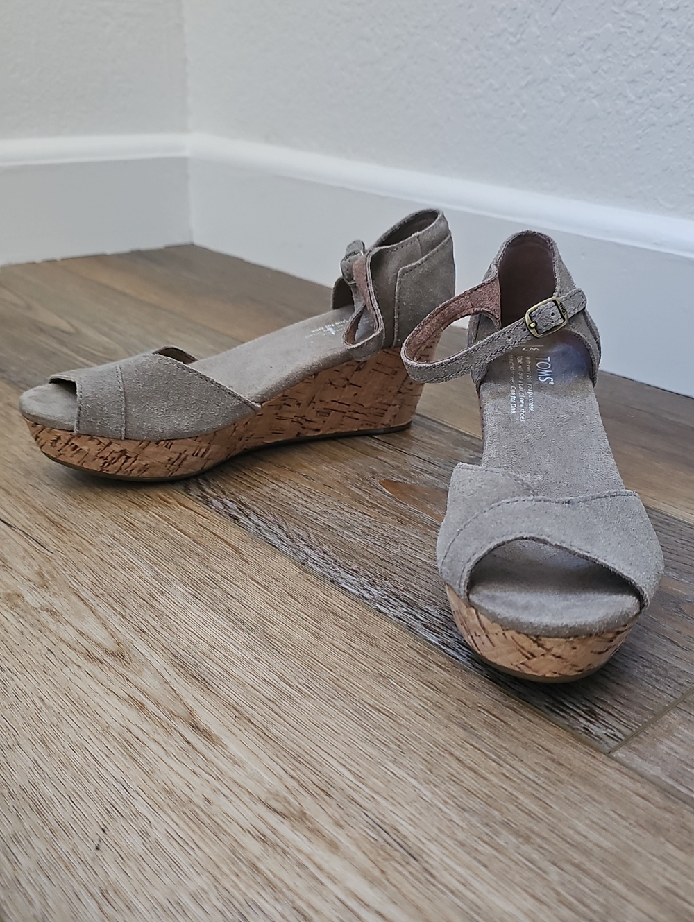 TOMS  Suede Cork Wedge Sandals